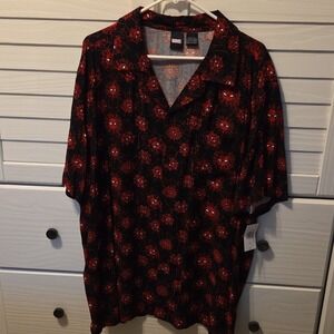Marvel Spider-Man Black Graphic Print Button-Up Shirt 2XL Comic Book Theme